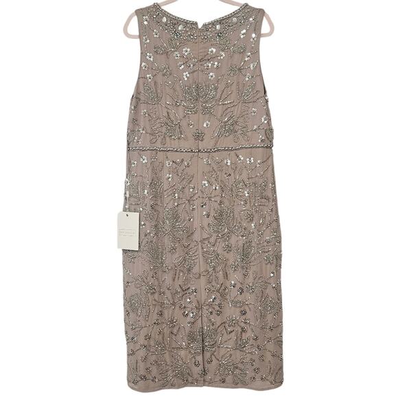 NWT $457 Mac Duggal Column Midi Dress 10741 in Vintage Lilac Beaded Formal Sz 14 - Picture 7 of 7